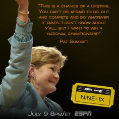 ESPN Nine for IX film Pat XO, about the life and career of Pat Summitt ...