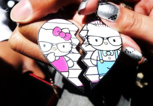 HELLO KITTY NERD COUPLE KEY CHAINS