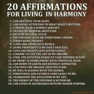 20 Daily Affirmations For Living in Harmony