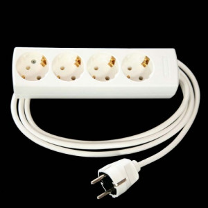 European Extension Lead Cable. Schuko 4 Gang, White, (for Continental ...