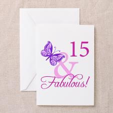 Fabulous 15th Birthday For Girls Greeting Cards (P for