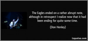 The Eagles ended on a rather abrupt note, although in retrospect I ...