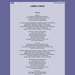 Lorde Royals Lyrics Have...