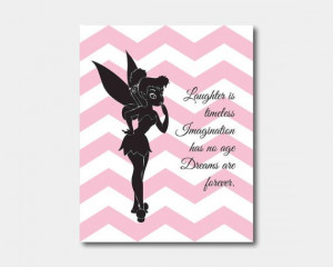 Wall Art - Tinkerbell - Fairy Quote Laughter is timeless...Dreams are ...