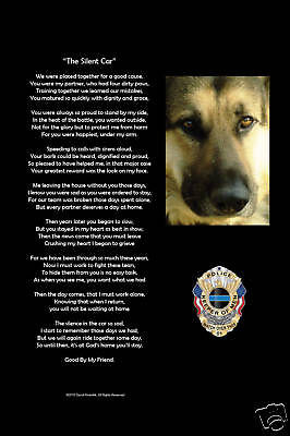 Law Enforcement Police K-9 Silent Car Memorial Badge Poem Poster GIFT ...