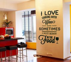 love Cooking with Wine Wall Quote Typography More