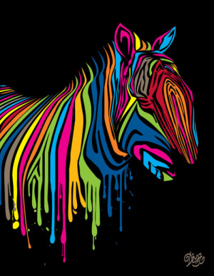 Zebra,Colorful,Rainbow,Paint drips,Black,Illustration,Vector art | A ...