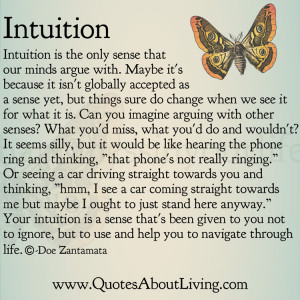 Intuition is the only sense that our minds argue with. Maybe it's ...
