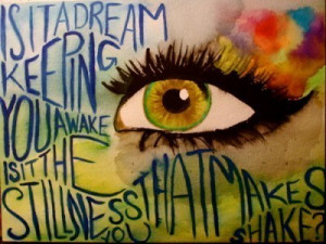 eye, painting, quote, rainbow, words