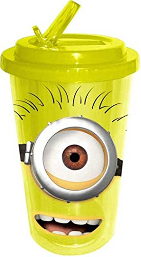 ... Me Happy One Eye Minion 16 ounce Cold Cup Flip Up Straw Water Bottle