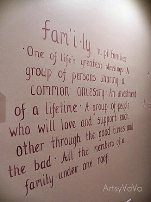 ... hallway where my bedrooms are, I painted the definition of family