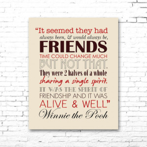 WINNIE The POOH Friendship Quote PRINTABLE Artwork | Red, Brown & Tan