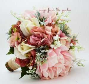 Rustic Romantic Bridal Bouquet Lily of the Valley Peonies Roses ...