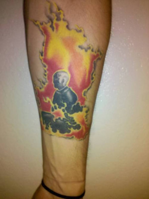 Monk On Fire Tattoo Burning By Atom At Black picture