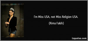 Miss USA, not Miss Religion USA. - Rima Fakih