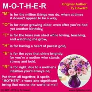 ... Howard's Mother's Day Quote, Ty Howard's Mother's Day Poem, Quotes for