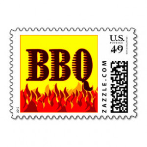 Red Flames BBQ Cookout Postage Stamps