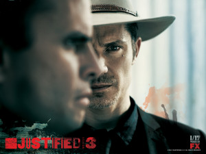 ... as Boyd Crowder and Timothy Olyphant as Raylan Givens in Justified