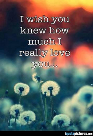 wish you knew how much I really love you...