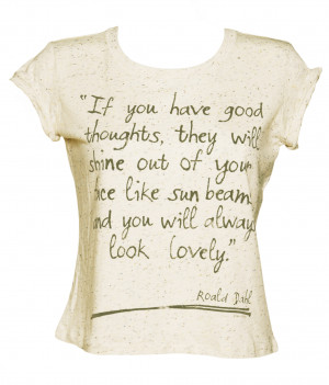 ... -Ladies-Roald-Dahl-Good-Thoughts-Speckled-Rolled-Sleeve-T-Shirt