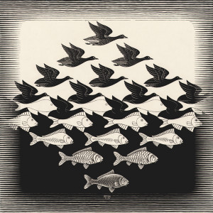 Artwork of the Day: Sky and Water, M.C. Escher