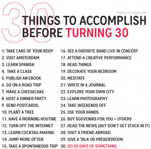 Things To Accomplish Before Turning 30