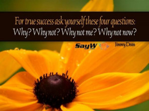 ... ask yourself these four questions: Why? Why not? Why not me? Why not