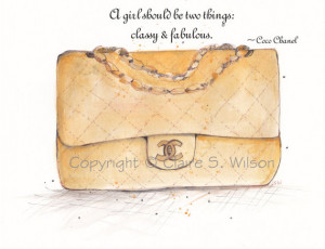 Gold Chanel Bag with Coco Chanel Quote - Art Print 5x7