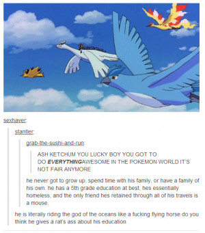 Ash Ketchum Doesn’t Care For Education While Riding Sea Gods