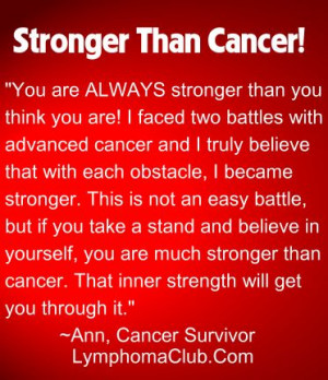 Motivational Quotes for Cancer Patients | stronger than cancer quote