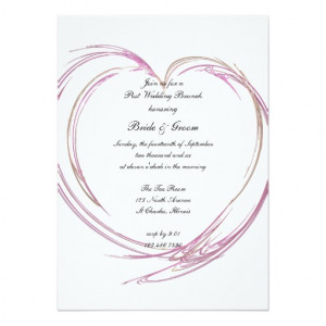 Pink Fractal Heart Post Wedding Brunch Invitation
