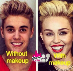 Justin Bieber without makeup and with makeup