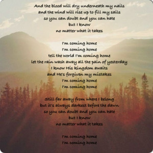 Lyrics from Coming Home performed by Skylar Grey
