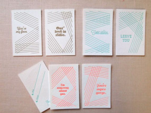 Old School Valentines Abbreviated Sayings Set of Cards