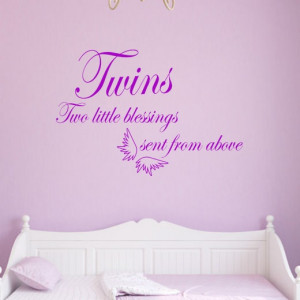 Twin Babies Wall Art Quote | Two Little Blessings Sent From Above