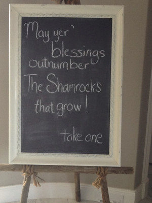 Entry black board by derby with Irish sayings