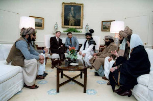 Ronald Reagan meets Afghan Mujahideen Commanders at the White House in ...