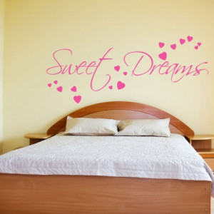 SWEET DREAMS WITH HEARTS – Bedroom wall sticker Decal quote love ...