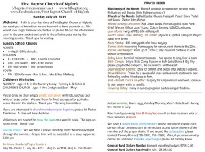 Baptist Church Bulletin Ideas