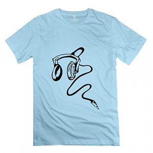 FZLB Men's Earphones T-Shirt X-Small SkyBlue