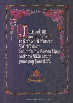 1989 Crown Royal Whisky Jack and Jill Poem Funny Original Print ...