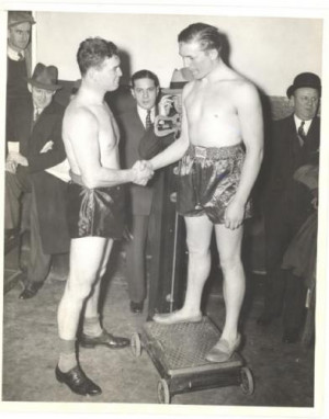 Weighing-in before their boxing match, Jimmy Braddock and Tommy Farr ...