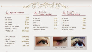 ... price list for both Eyelash Extensions & their Gel nail services