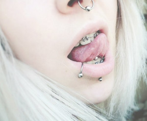 Piercings braces lip rin piercing tongue ring