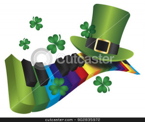 Leprechaun Hat with Rainbow Color Piano Keyboard stock vector clipart ...