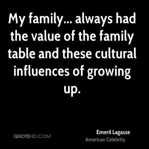 My family... always had the value of the family table and these ...