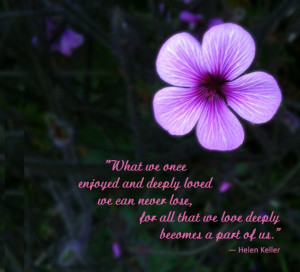 What we have once enjoyed we can never lose. All that we love deeply ...