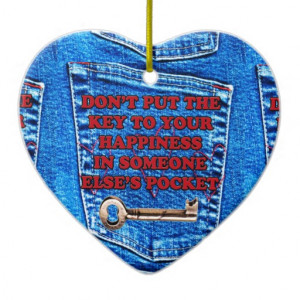 Key to Happiness Pocket Quote Blue Jeans Denim Christmas Tree Ornament