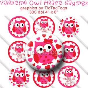 Super cute Valentine Owl Bottle Cap Images available in my ArtFire ...