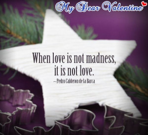 When love is not madness, it is not love. - Pedro Calderon De La Barca